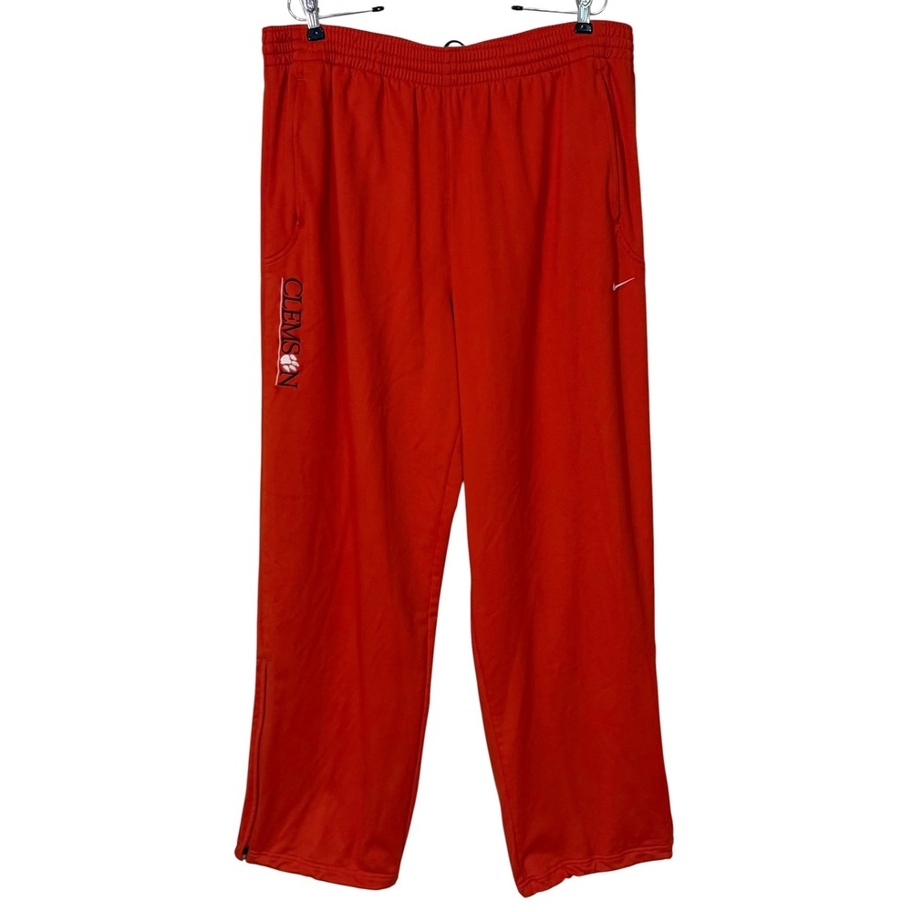 Nike Mens Clemson Tigers Orange Track Warm up Pants Embroidered Ankle Zips XXL